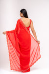 Grace Redefined Red Georgette Braso Saree With Unstitched Blouse