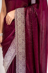 Regal And Radiant Garnet Simmer Saree With Unstitched Blouse