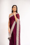 Regal And Radiant Garnet Simmer Saree With Unstitched Blouse