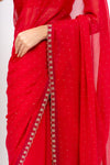 Heritage Heirloom Maroon Shimmer Saree With Unstitched Blouse