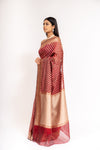 Regal And Radiant Garnet Cotton Saree With Unstitched Blouse