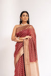 Regal And Radiant Garnet Cotton Saree With Unstitched Blouse