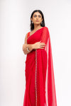 Heritage Heirloom Maroon Shimmer Saree With Unstitched Blouse