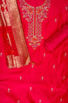 Rani Bead, Cutdana, Dabka, Sequence, Zarkan & Threadwork Cotton Unstitched Salwar Suit With Cotton Dupatta