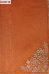 Brown Swarovski & Zarkan Tissue Unstitched Salwar Suit With Tissue Dupatta