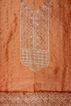 Brown Swarovski & Zarkan Tissue Unstitched Salwar Suit With Tissue Dupatta