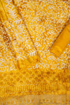 Mustard Cutwork, Sequence & Threadwork Cotton Unstitched Salwar Suit With Cotton Dupatta