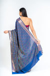 Midnight Hues Navy Banarasi Silk Saree With Unstitched Blouse