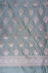 Ash Grey Banarasi Woven Zari Cotton Unstitched Salwar Suit With Cotton Dupatta