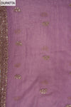 Mauve Swarovski, Zarkan & Zari Threadwork Shimmer Unstitched Salwar Suit With Shimmer Dupatta