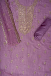 Mauve Swarovski, Zarkan & Zari Threadwork Shimmer Unstitched Salwar Suit With Shimmer Dupatta
