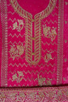 Gajari Sequence, Swarovski, Zarkan & Zari Threadwork Georgette Unstitched Salwar Suit With Georgette Dupatta