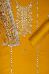 Mustard Gotta Patti Organza Unstitched Salwar Suit With Organza Dupatta