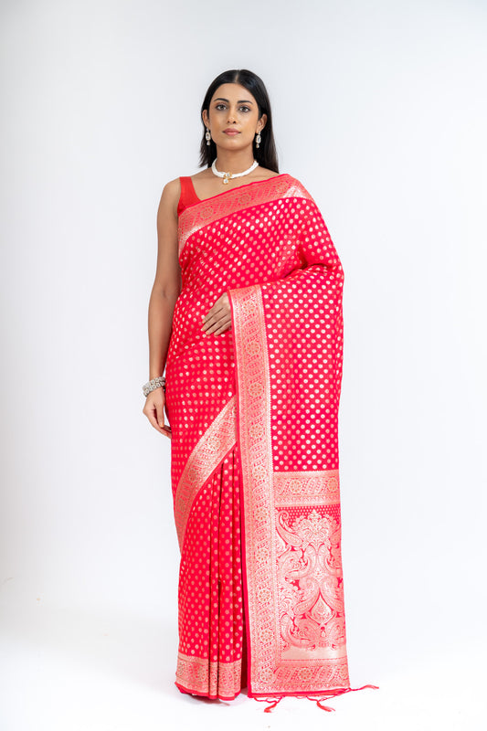 Timeless Elegance Rani Dola Saree With Unstitched Blouse