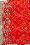 Red Gotta Patti Organza Unstitched Salwar Suit With Organza Dupatta