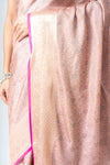 Graceful Flow Peach Banarasi Silk Saree With Unstitched Blouse