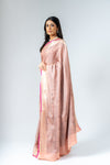 Graceful Flow Peach Banarasi Silk Saree With Unstitched Blouse