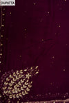 Wine Cutdana, Chandla & Gotta Patti Crepe Unstitched Salwar Suit With Chiffon Dupatta