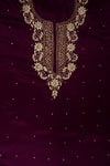 Wine Cutdana, Chandla & Gotta Patti Crepe Unstitched Salwar Suit With Chiffon Dupatta