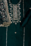 Bottle Green Gotta Patti Organza Unstitched Salwar Suit With Organza Dupatta