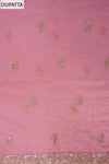 Gajari Swarovski, Zarkan & Zari Threadwork Shimmer Unstitched Salwar Suit With Shimmer Dupatta