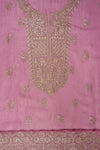 Gajari Swarovski, Zarkan & Zari Threadwork Shimmer Unstitched Salwar Suit With Shimmer Dupatta