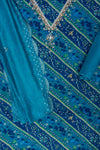 Rama Bead, Cutdana, Dabka, Sequence, Zarkan & Digital Printed Cotton Unstitched Salwar Suit With Cotton Dupatta