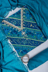 Rama Bead, Cutdana, Dabka, Sequence, Zarkan & Digital Printed Cotton Unstitched Salwar Suit With Cotton Dupatta