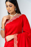 Grace Redefined Red Shimmer Saree With Unstitched Blouse