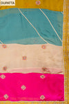 Pista Sequence & Zari Threadwork Crepe Unstitched Salwar Suit With Crepe Dupatta