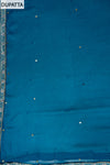 Dark Firozi Banarasi Woven Zari & Mirrorwork Cotton Unstitched Salwar Suit With Chiffon Dupatta