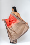Grace Redefined Red Banarasi Silk Saree With Unstitched Blouse