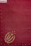 Maroon Cutdana, Chandla & Gotta Patti Crepe Unstitched Salwar Suit With Chiffon Dupatta