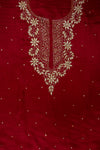 Maroon Cutdana, Chandla & Gotta Patti Crepe Unstitched Salwar Suit With Chiffon Dupatta