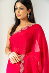 Timeless Elegance Rani Simmer Saree With Unstitched Blouse