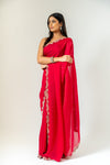 Timeless Elegance Rani Simmer Saree With Unstitched Blouse