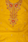 Mango Gold Bead, Cutdana, Dabka, Sequence, Zarkan & Threadwork Cotton Unstitched Salwar Suit With Cotton Dupatta