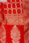 Red Bead, Cutdana, Dabka, Sequence, Zarkan & Threadwork Cotton Unstitched Salwar Suit With Cotton Dupatta
