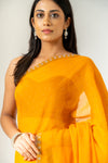 Sunshine Charm Mustard Shimmer Saree With Unstitched Blouse