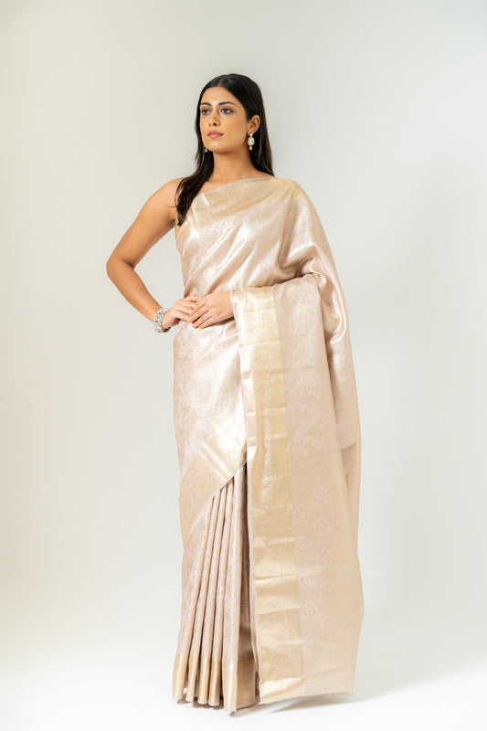 Timeless Beauty Tussar Banarasi Silk Saree With Unstitched Blouse