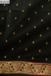 Bold Statement Black Banarasi Silk Saree With Unstitched Blouse