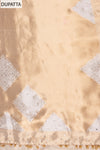 Effortlessly Beauty White Tussar Shimmer Unstitched Salwar Suit With Shimmer Dupatta