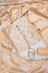 Effortlessly Beauty White Tussar Shimmer Unstitched Salwar Suit With Shimmer Dupatta