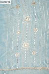Draped In elegance Grey Shimmer Unstitched Salwar Suit With Oganza Dupatta