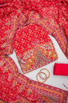 Coral Crepe Unstitched Salwar Suit With Crepe Dupatta