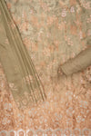 Timelessly Beauty Tussar Pista Organza Unstitched Salwar Suit With Chiffon Dupatta