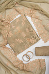 Timelessly Beauty Tussar Pista Organza Unstitched Salwar Suit With Chiffon Dupatta