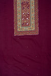 Regal and Radiant Garnet Cotton Unstitched Salwar Suit With Cotton Dupatta
