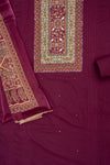 Regal and Radiant Garnet Cotton Unstitched Salwar Suit With Cotton Dupatta