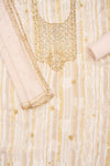 Effortlessly Beautiful Off White Crepe Unstitched Salwar Suit With Crepe Dupatta